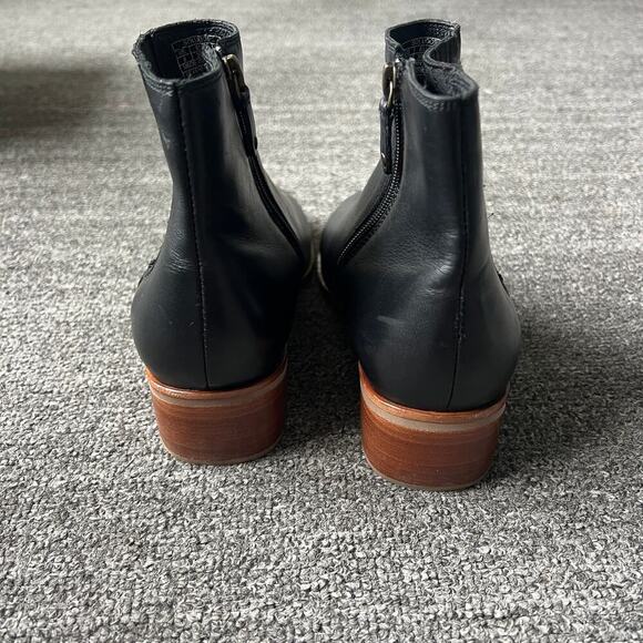 Soludos Delancey Black Leather Ankle Bootie Sz 8 - Picture 5 of 10